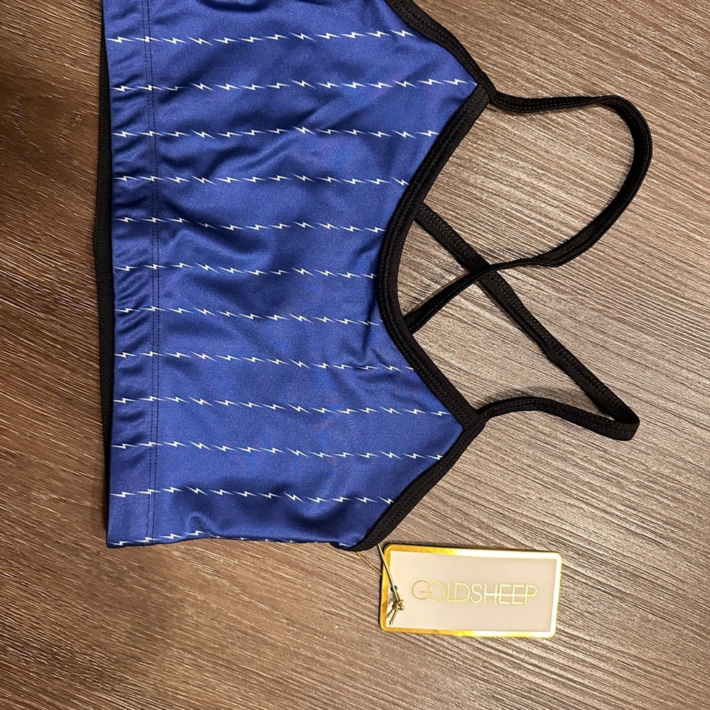 Goldsheep Blue and Black Sports Bra